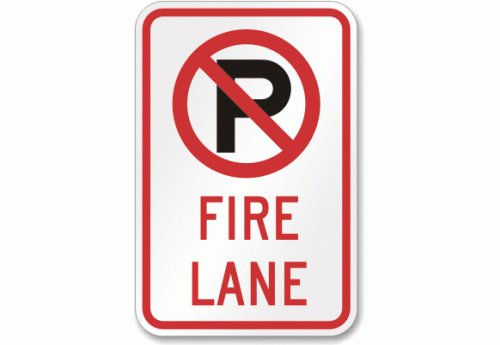 No Parking Fire Lane with Symbol Sign